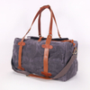  Custom Waterproof Waxed Canvas Genuine Leather Weekend Bag