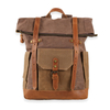 Custom Vintage Canvas Leather Camping Hiking Rucksack for Travel