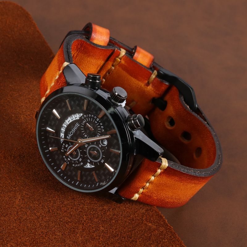 CHANGRONG Custom Quick Release Brown Leather Watch Strap