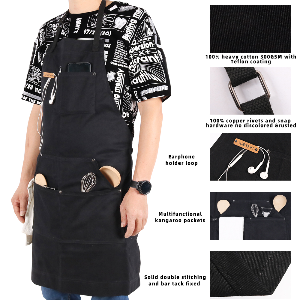 CHANGRONG Custom Adjustable Cotton Kitchen Apron 