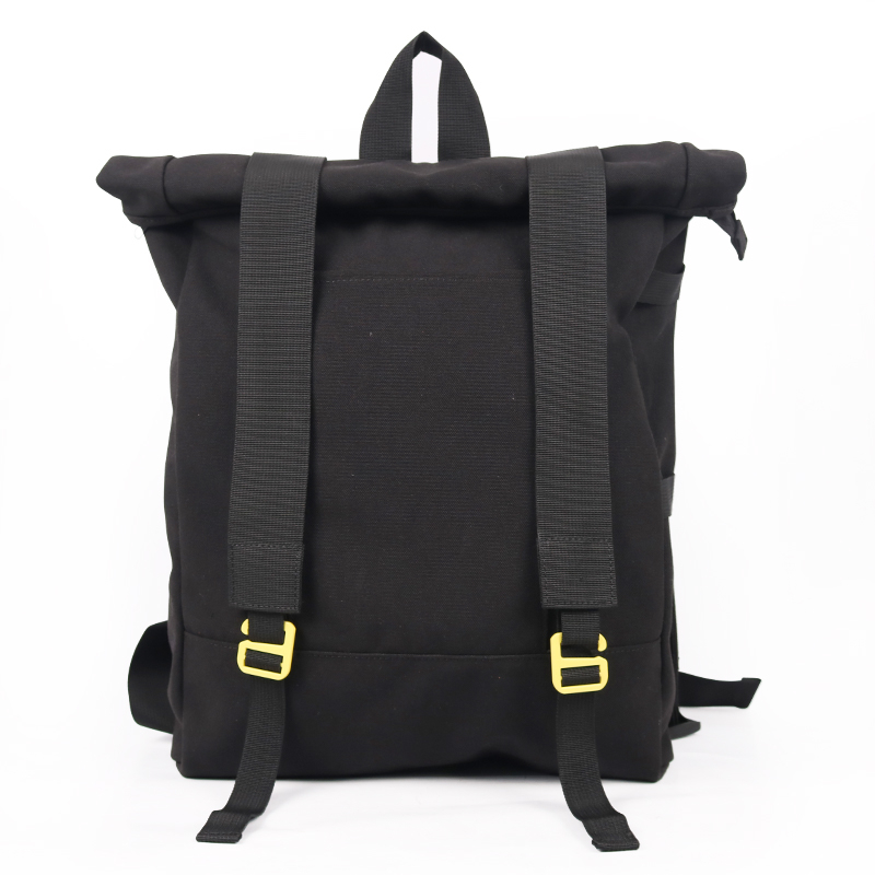 Black Vintage Recycled Rpet Laptop Top Roll Backpack 