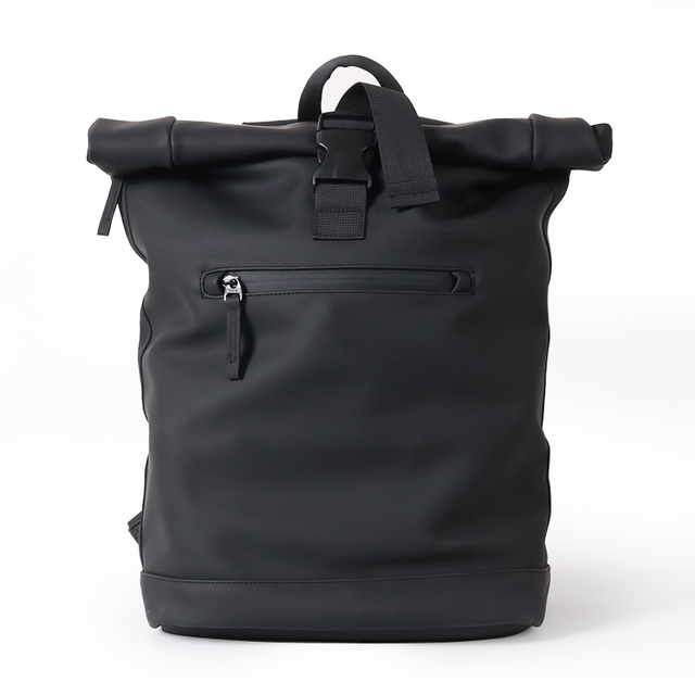 Black Roll Top Laptop Trave Backpack Waterproof