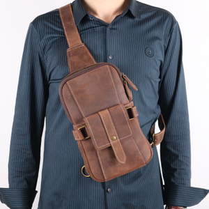  Custom Vintage Full Grain Men Leather Sling Bag