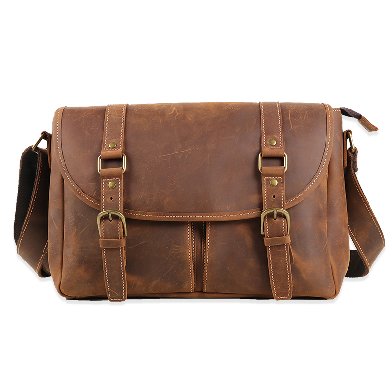 Mens Vintage Brown Messenger Bag Laptop Shoulder Bag 