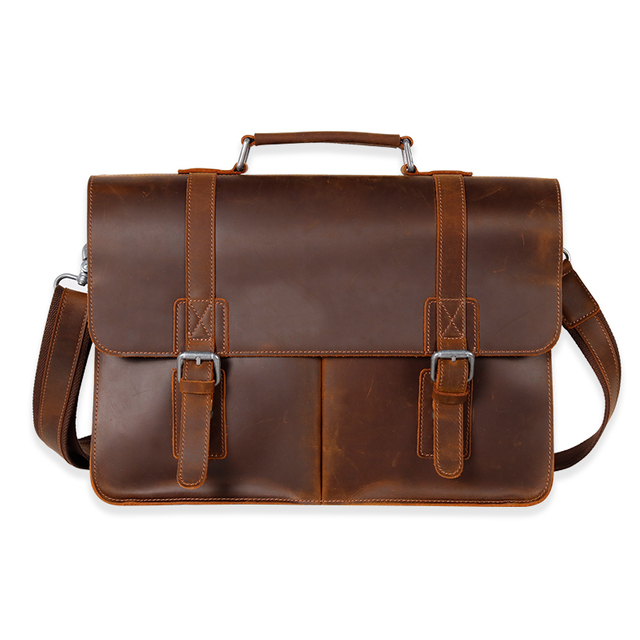  Vintage Luxury Brown Leather Utility Messenger Bag for Men 