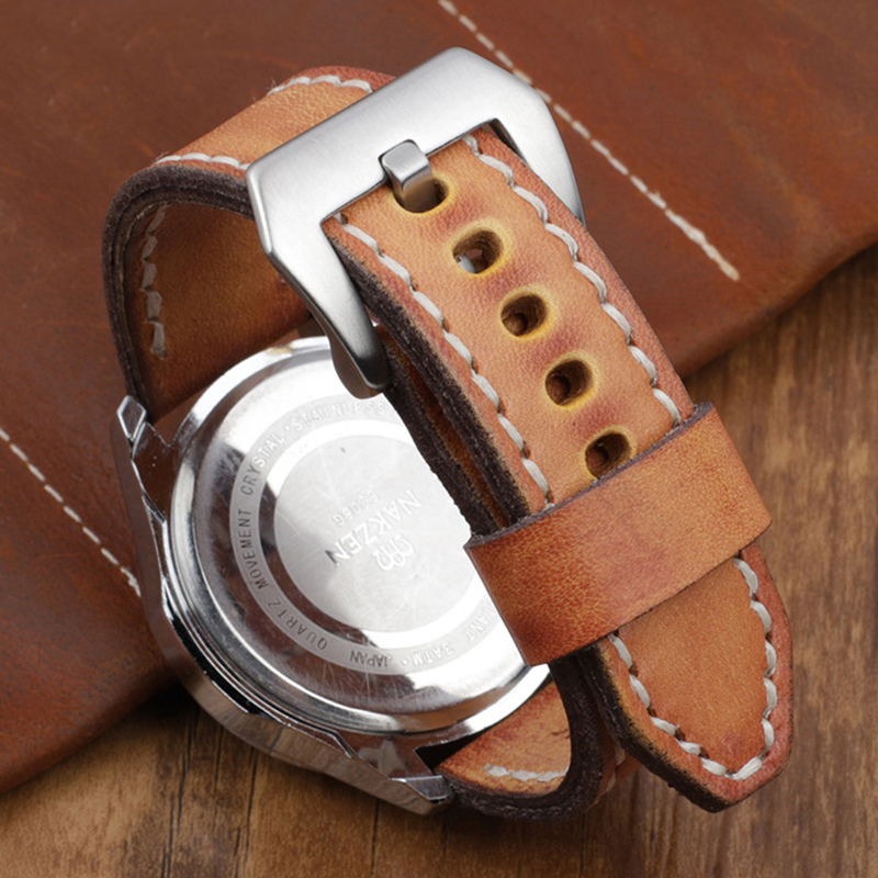 CHANGRONG Custom Brown Genuine Leather Watch Band Strap