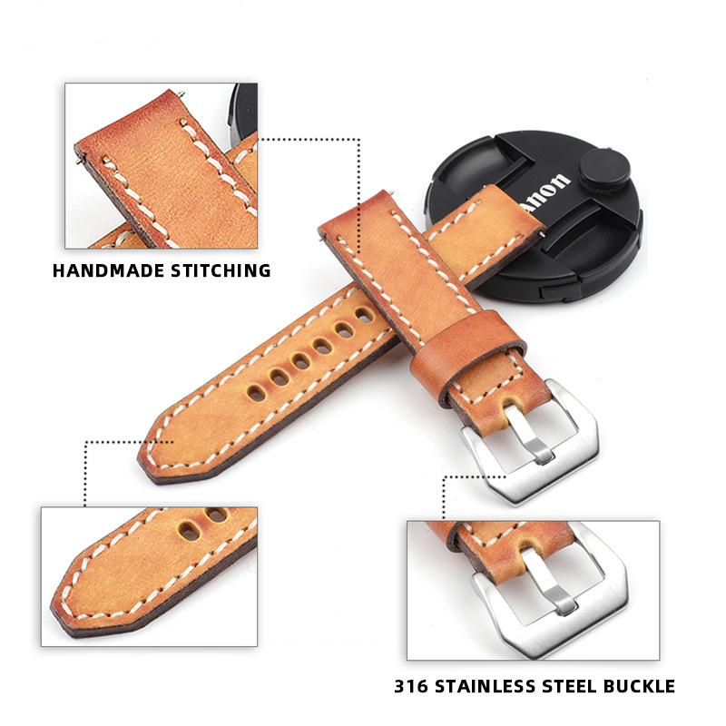 CHANGRONG Wholesale 18202224mm vintage Genuine leather adjustable leather watch strap band 3