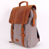 Outdoor Travel Camping Leather Canvas Laptop Backpack for Men