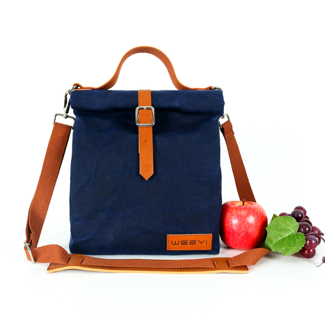 CHANGRONG Custom Adjustable Insulated Waxed Canvas Lunch Bag