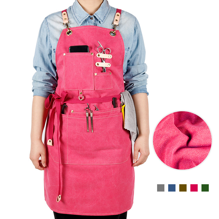 CHANGRONG Custom Adjustable Strap Large Pockets Hair Stylist Apron 