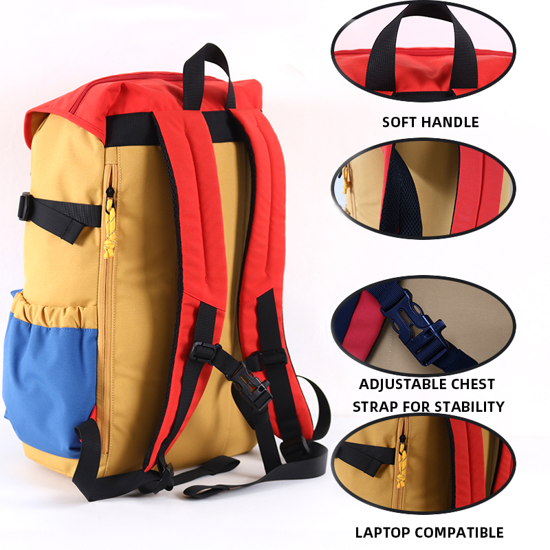 Color Block Design Recycled Rpet travel laptop backpack (6)