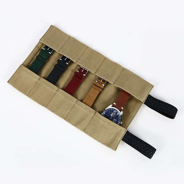 CHANGRONG Custom Waterproof Waxed Canvas Travel Watch Roll Organizer 