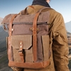 Custom Vintage Canvas Leather Camping Hiking Rucksack for Travel