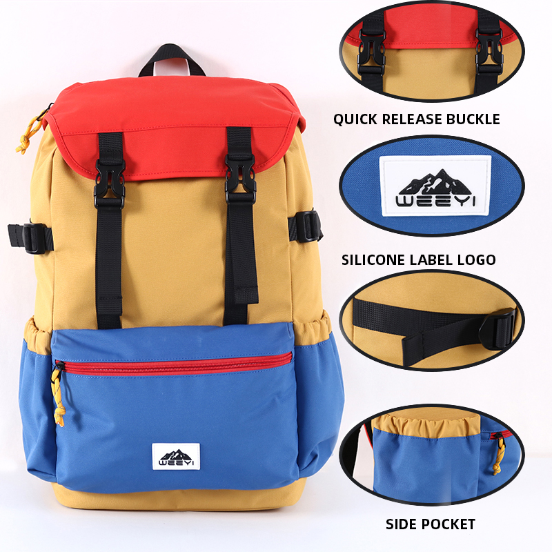 Color Block Design Recycled Rpet travel laptop backpack (7)