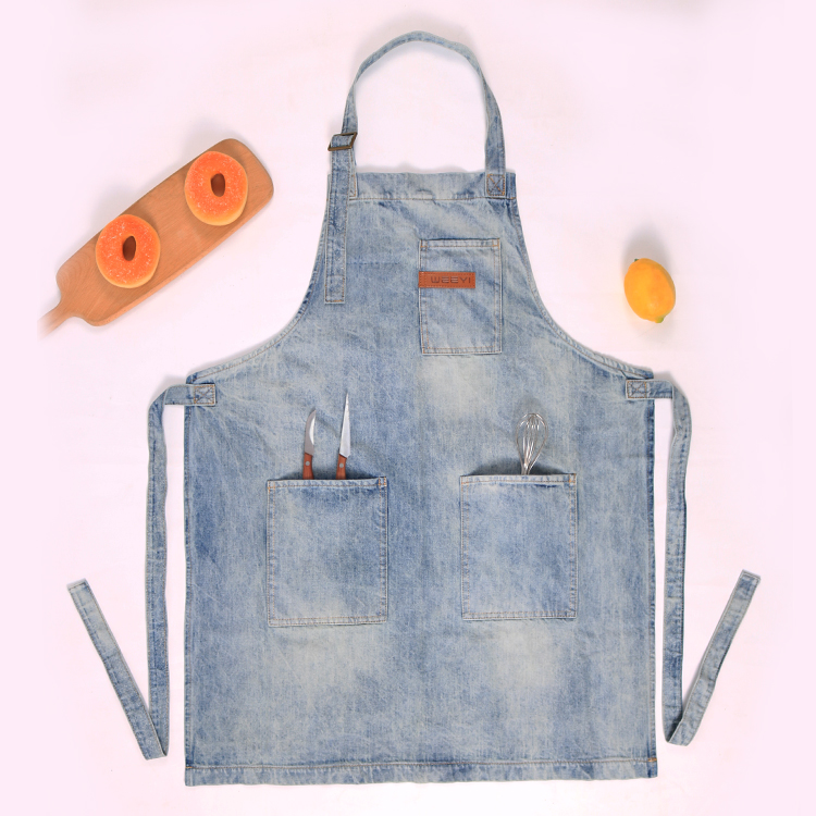 CHANGRONG Custom Washed Denim Chef Baking Apron 