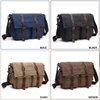 Travel Canvas Leather Messenger Bag Fits 15.6 Inch Laptop