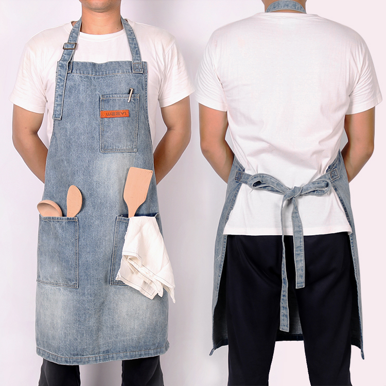 CHANGRONG Custom Washed Denim Chef Baking Apron 