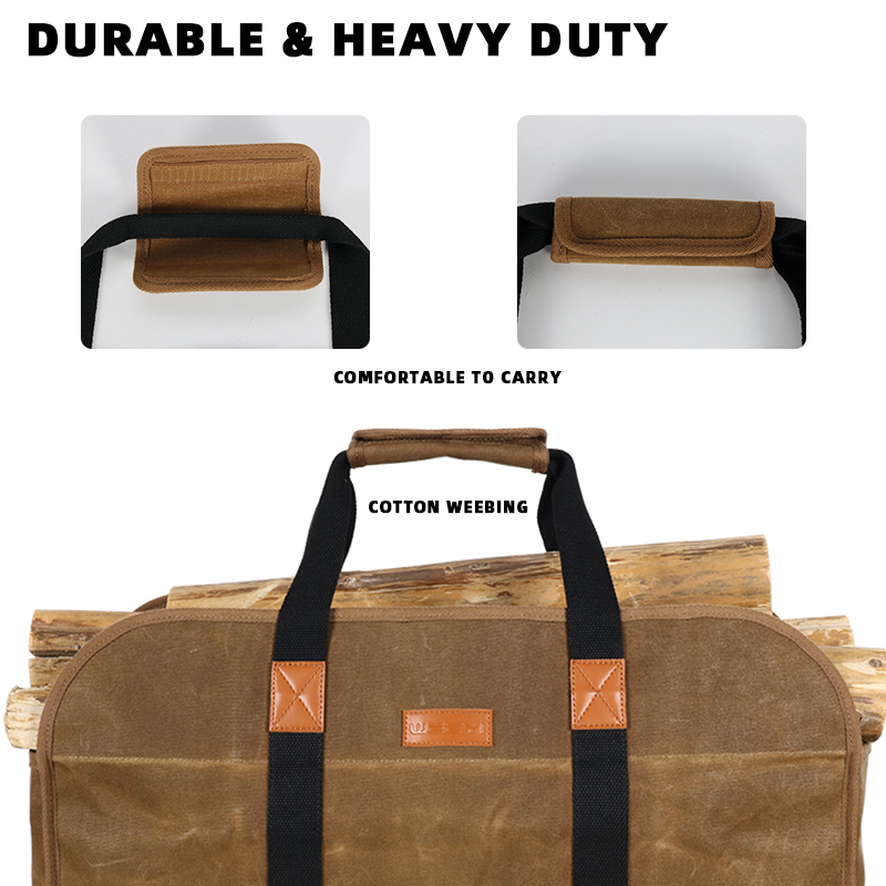  Heavy Duty Durable Large Waxed Canvas Firewood Log Tote