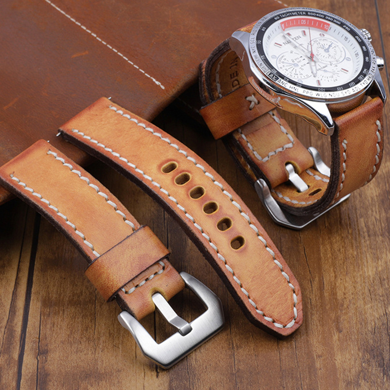 CHANGRONG Custom Brown Genuine Leather Watch Band Strap