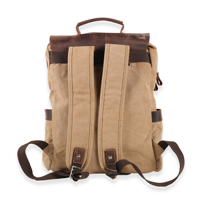  Waxed Canvas Shoulder Rucksack Backpack for Travel School