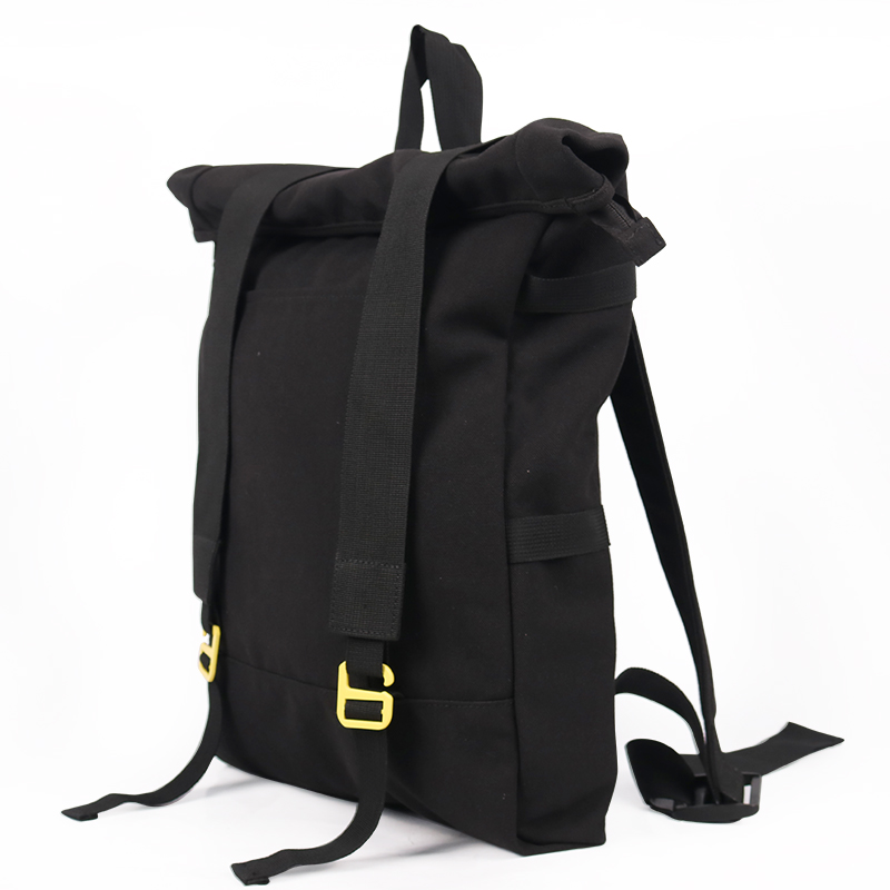 Black Vintage Recycled Rpet Laptop Top Roll Backpack 