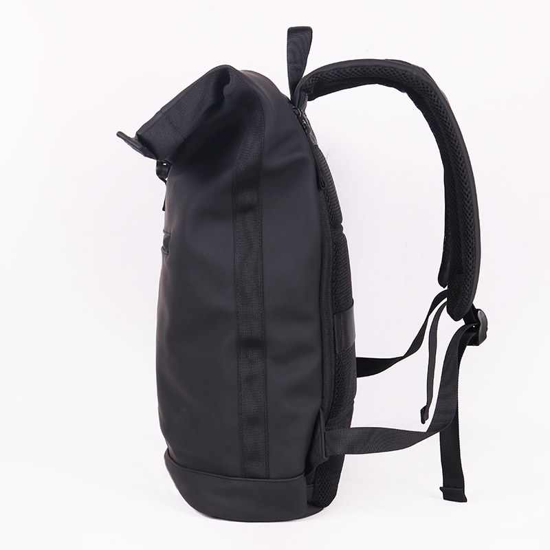 Black Roll Top Laptop Trave Backpack Waterproof