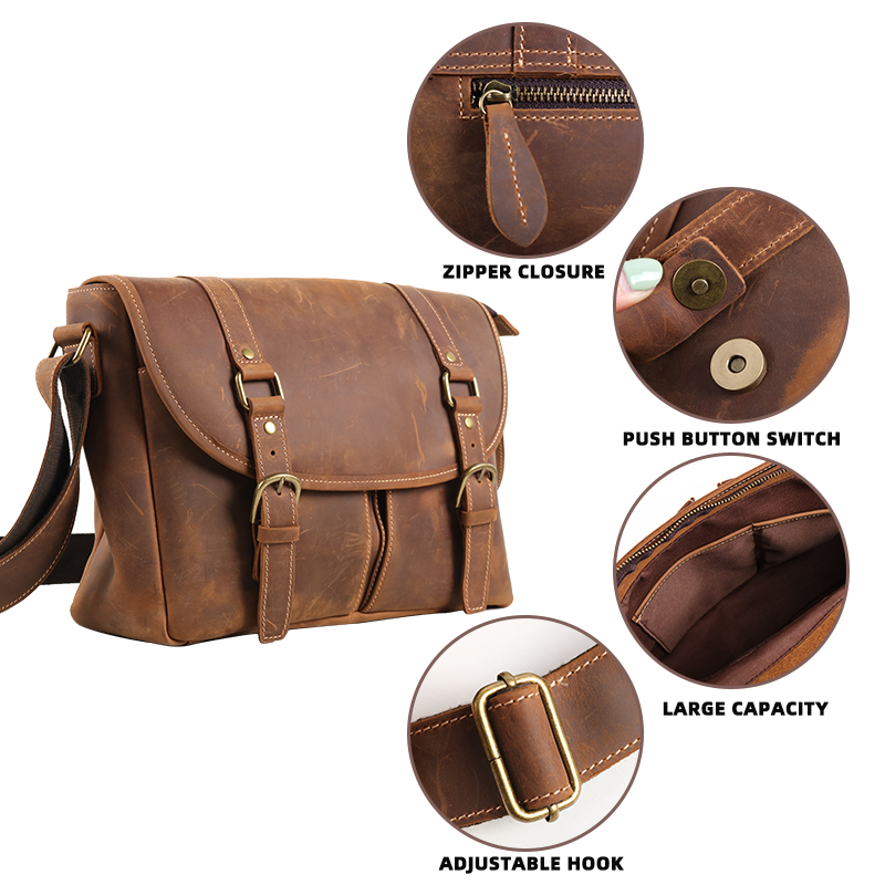 Mens Vintage Brown Messenger Bag Laptop Shoulder Bag 