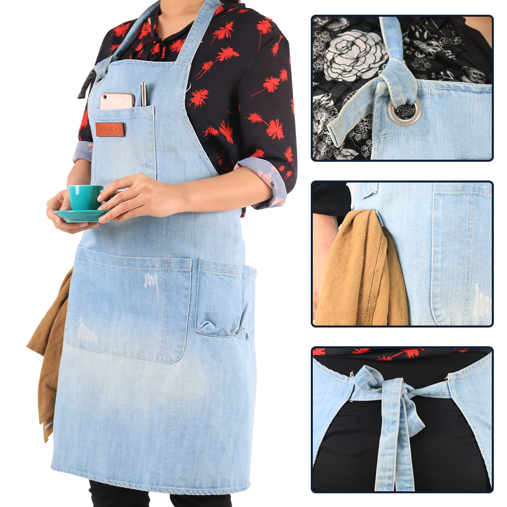 CHANGRONG Custom Professional Barista Jeans Denim Apron 