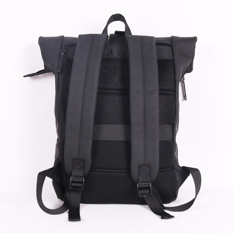 Black Roll Top Laptop Trave Backpack Waterproof